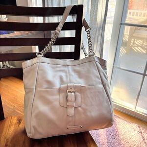 B. Makowski soft leather shoulder bag grey blue